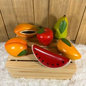 Vintage Lot 10 Decorative Fruit Painted Ceramic & Plastic Home Table Deco